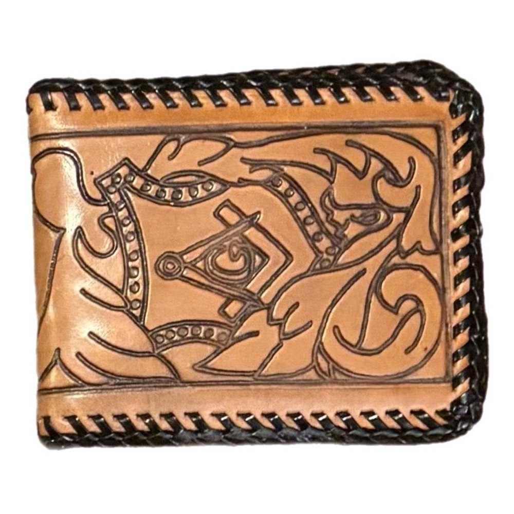 Handcrafted Tan Leather Masonic Wallet